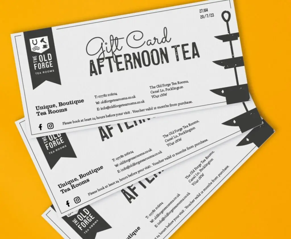 Old Forge Tea Rooms gift voucher design