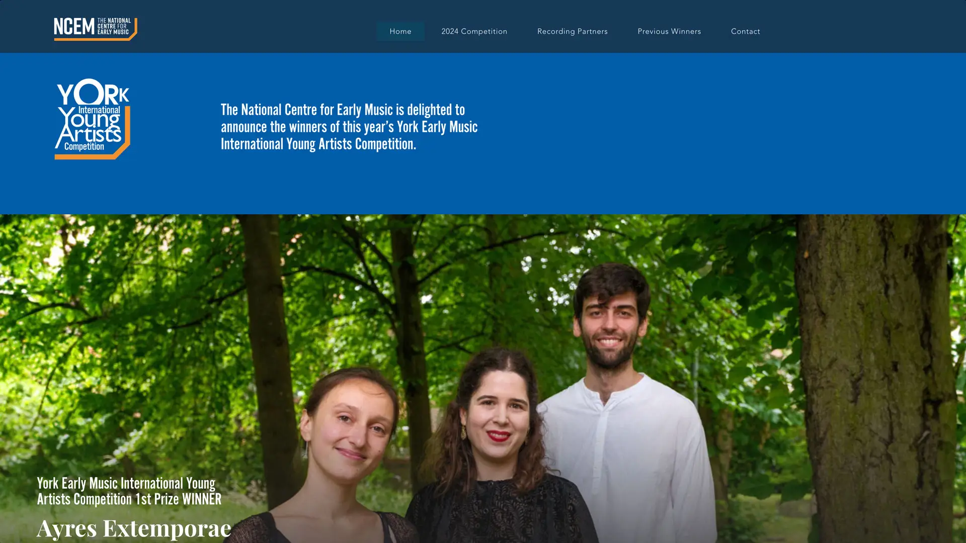 York International Young Artists Competition Website homepage