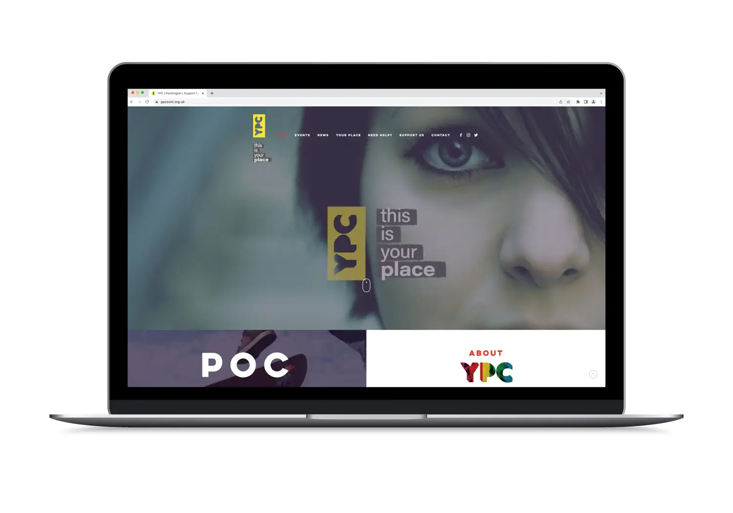 YPC Website design displayed on a laptop