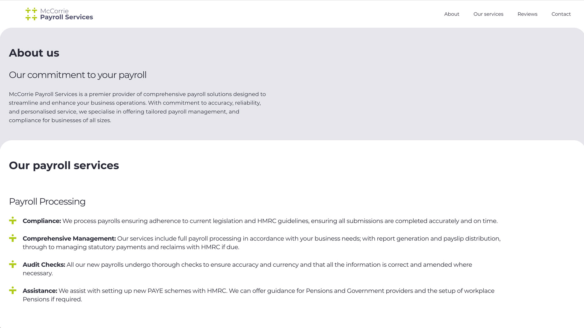 McCorrie Payroll Services website