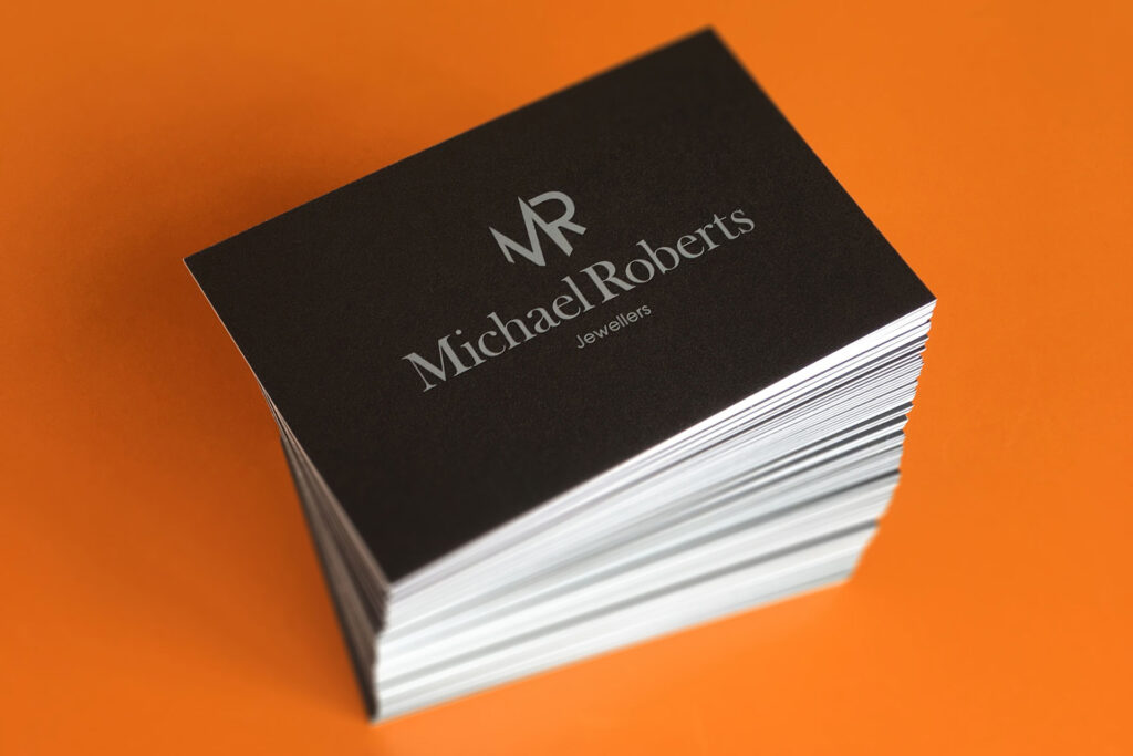 Michael Roberts Jewellers business card design, stacked