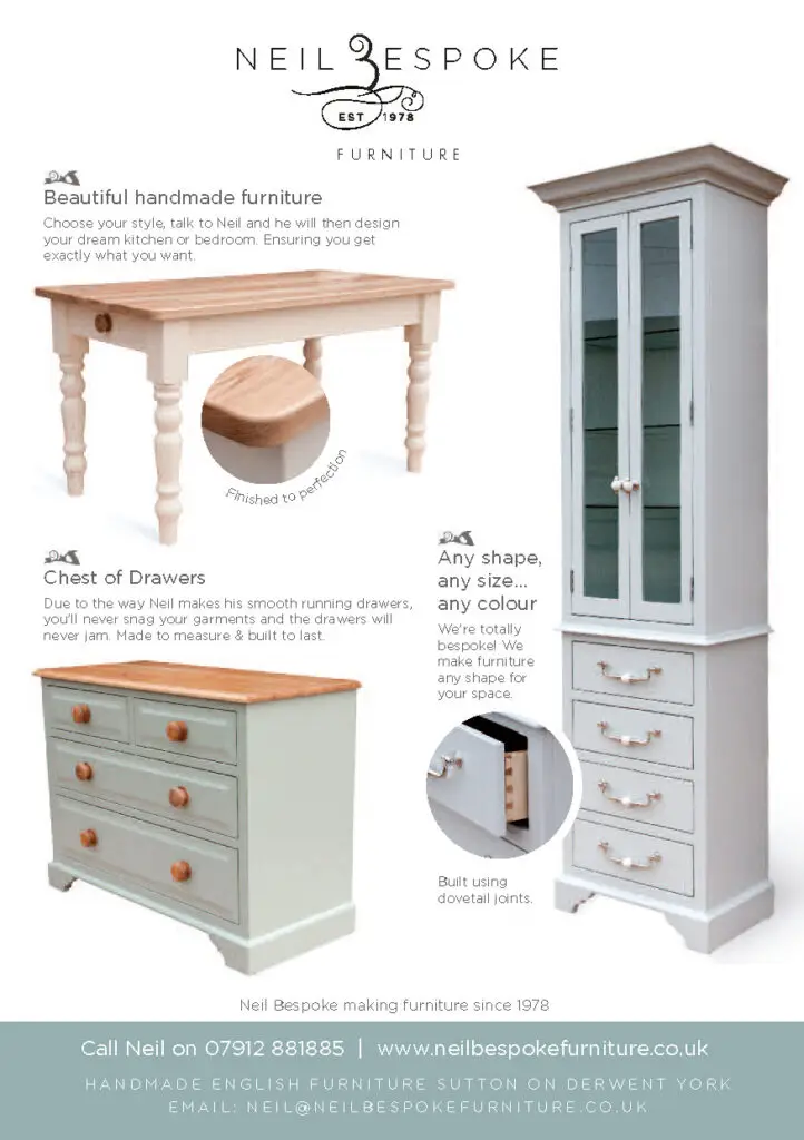 Neil Rymer handmade furniture leaflet design front