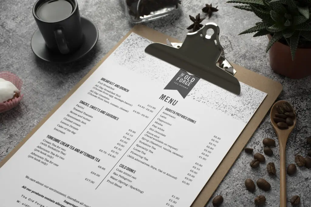 Old Forge Tearooms menu design
