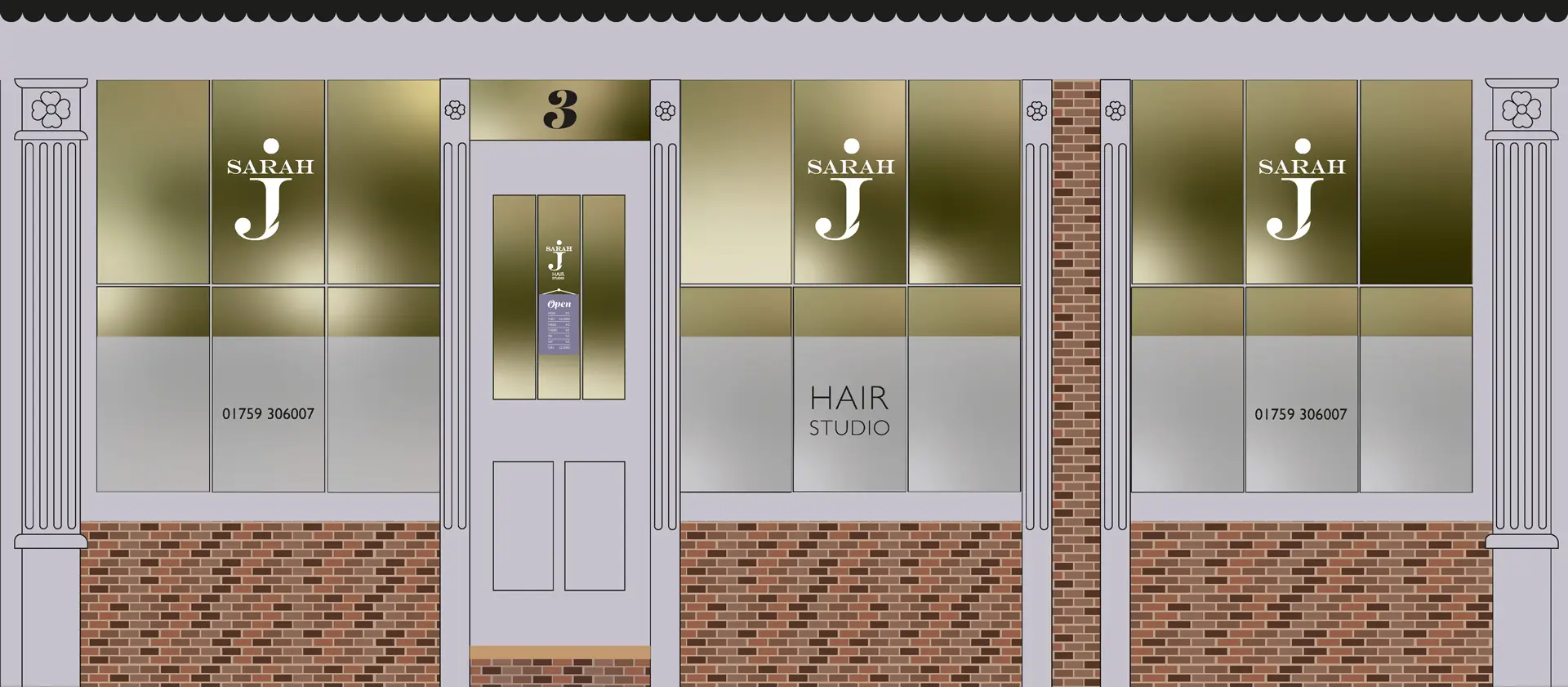 Sarah J Hair and Beauty Shopfront design drawing