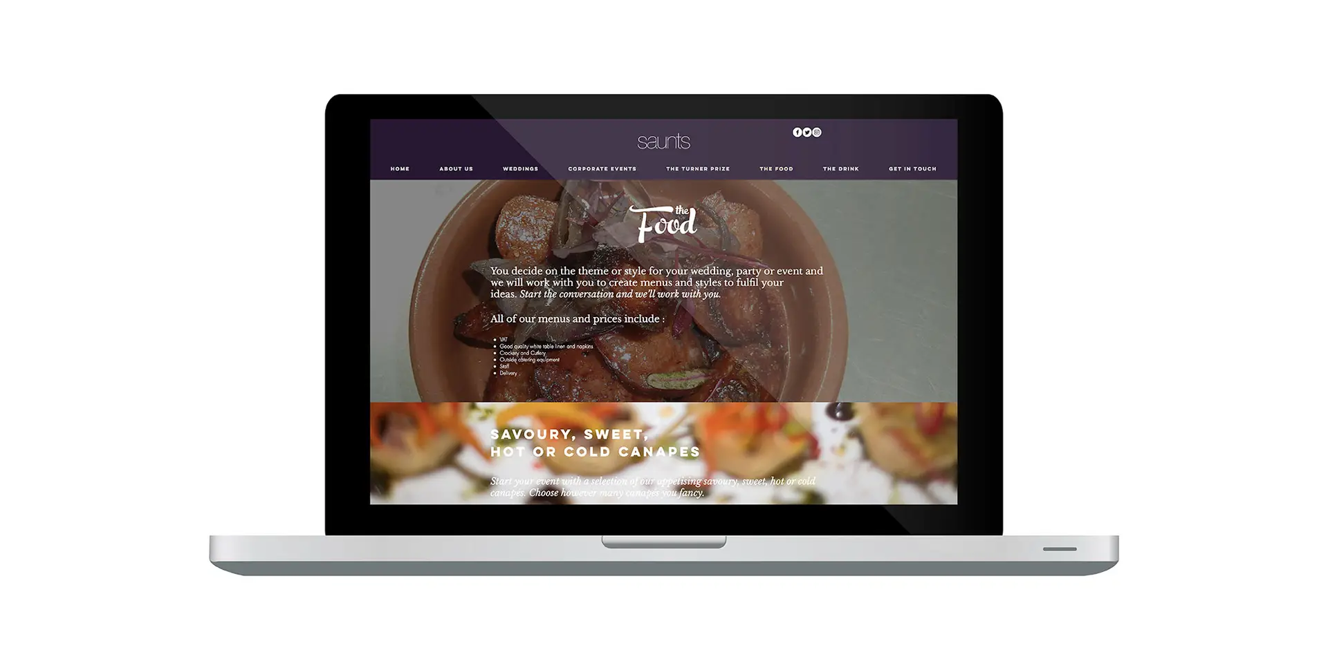 Saunts catering website