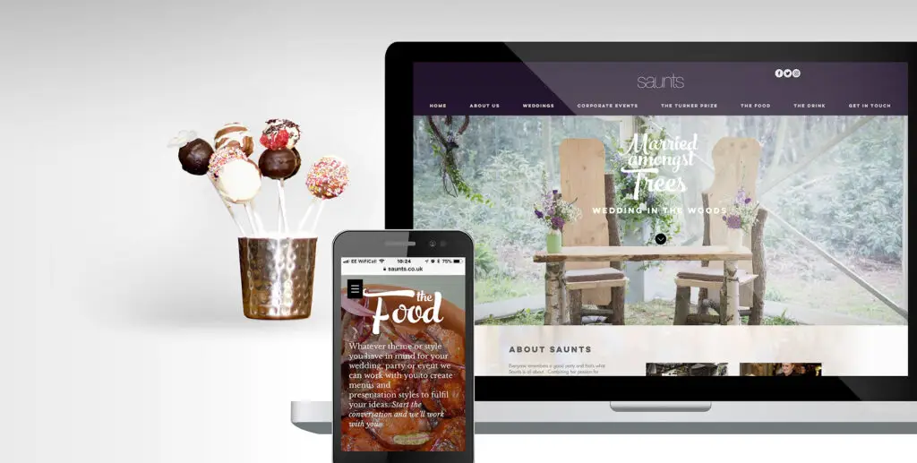 Saunts website on laptop and mobile