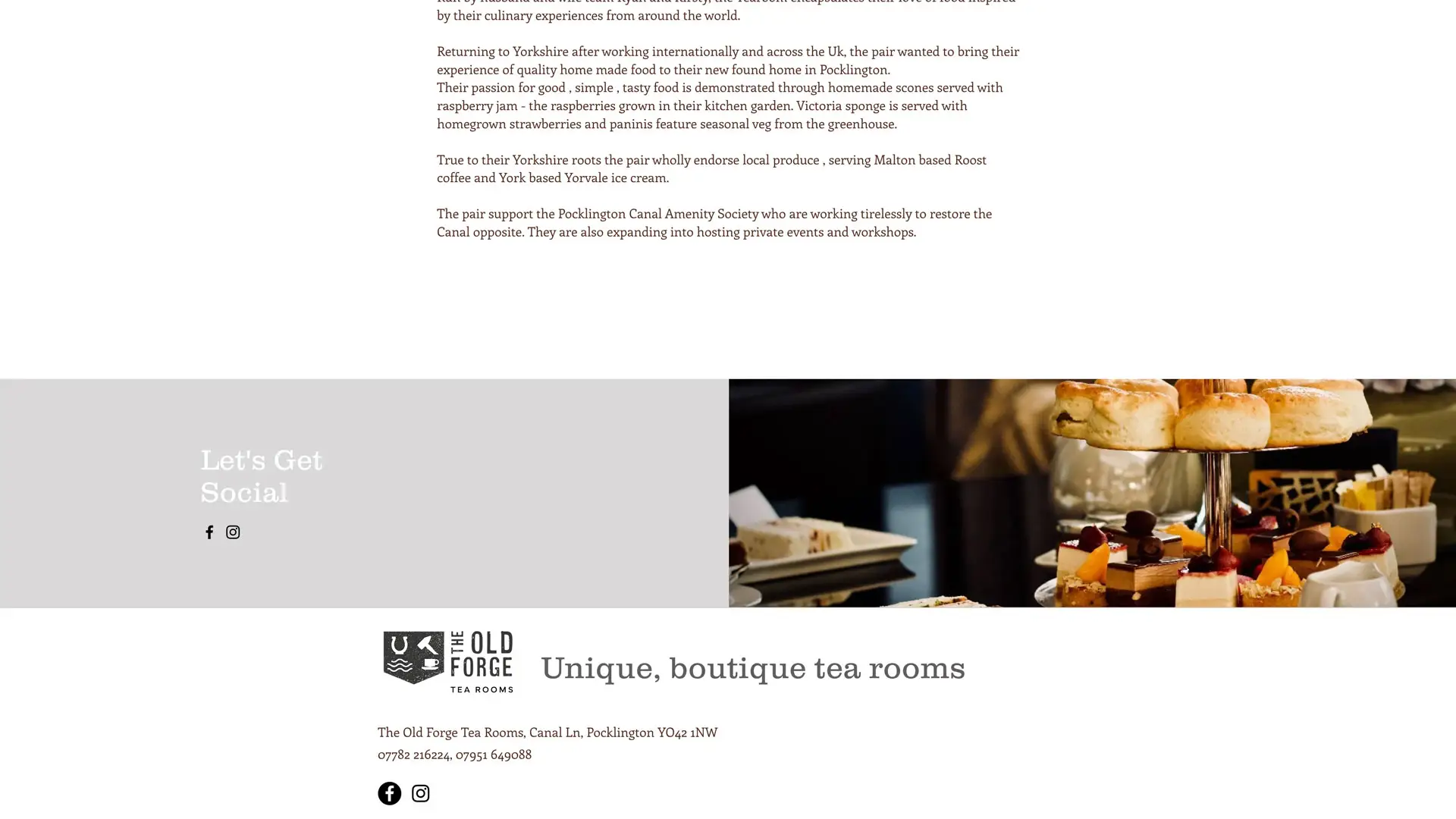 The Old Forge Tearooms website homepage
