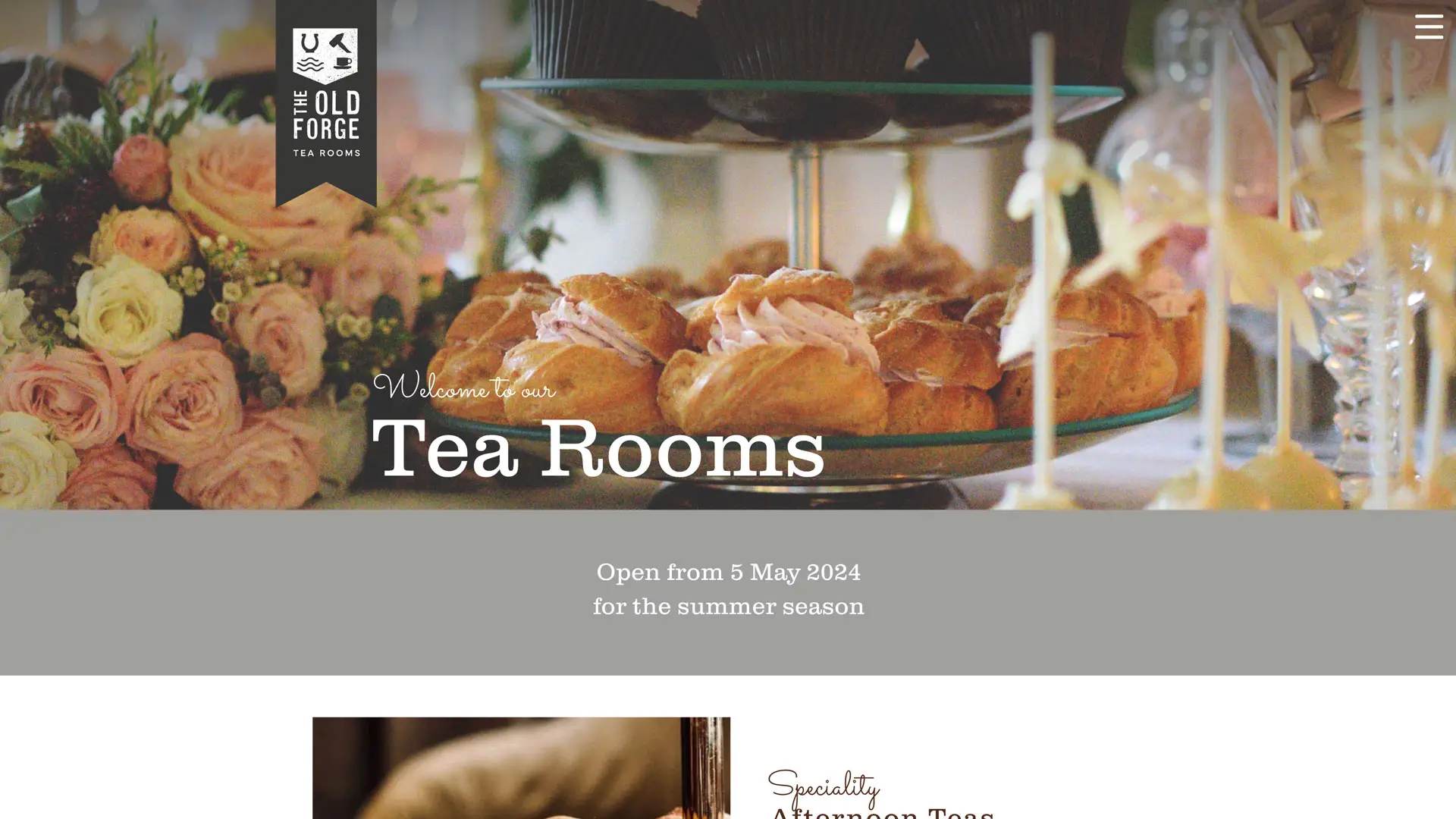 The Old Forge Tearooms website homepage