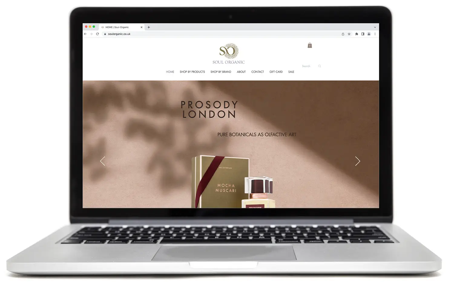 Soul Organic website design displayed