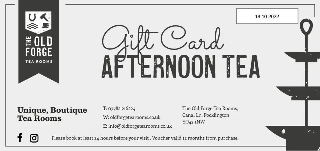 The Old Forge Tearooms Gift Voucher design