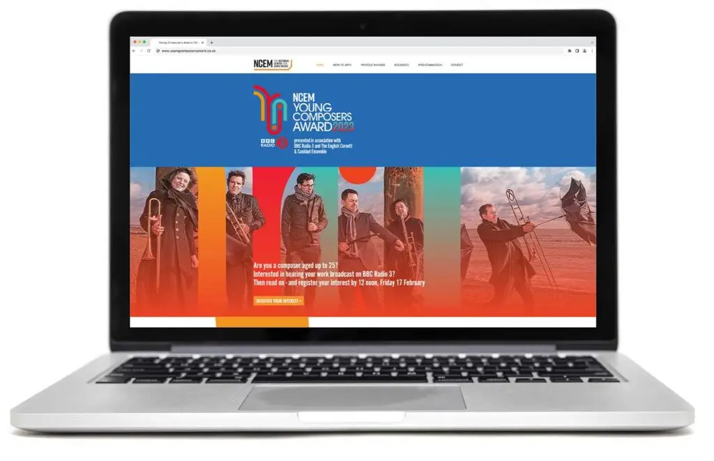 NCEM Young Composers Award 2023 website design