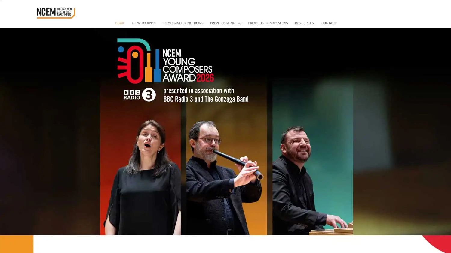 Young Composers Award 2026 Homepage header