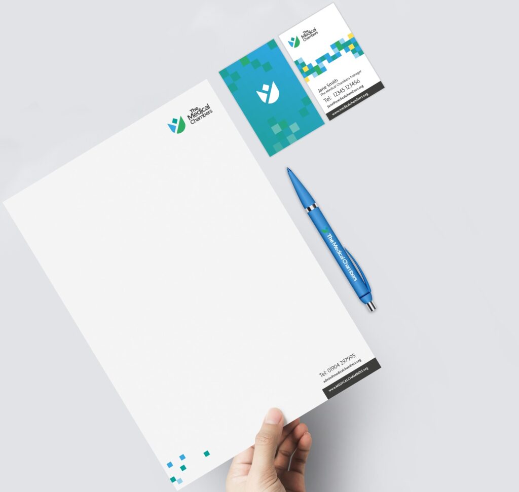 The Medical Chambers Stationery designs: Letterhead, Business card and pens