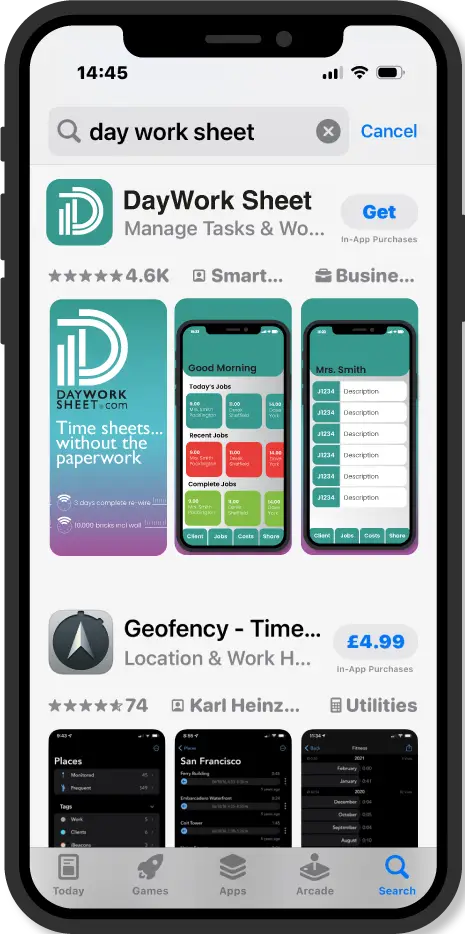 DayWorkSheet Appstore
