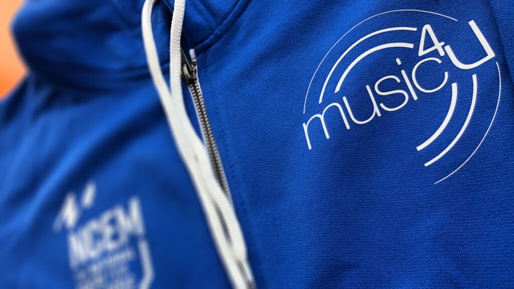 NCEM Music4u blue branded hoodie