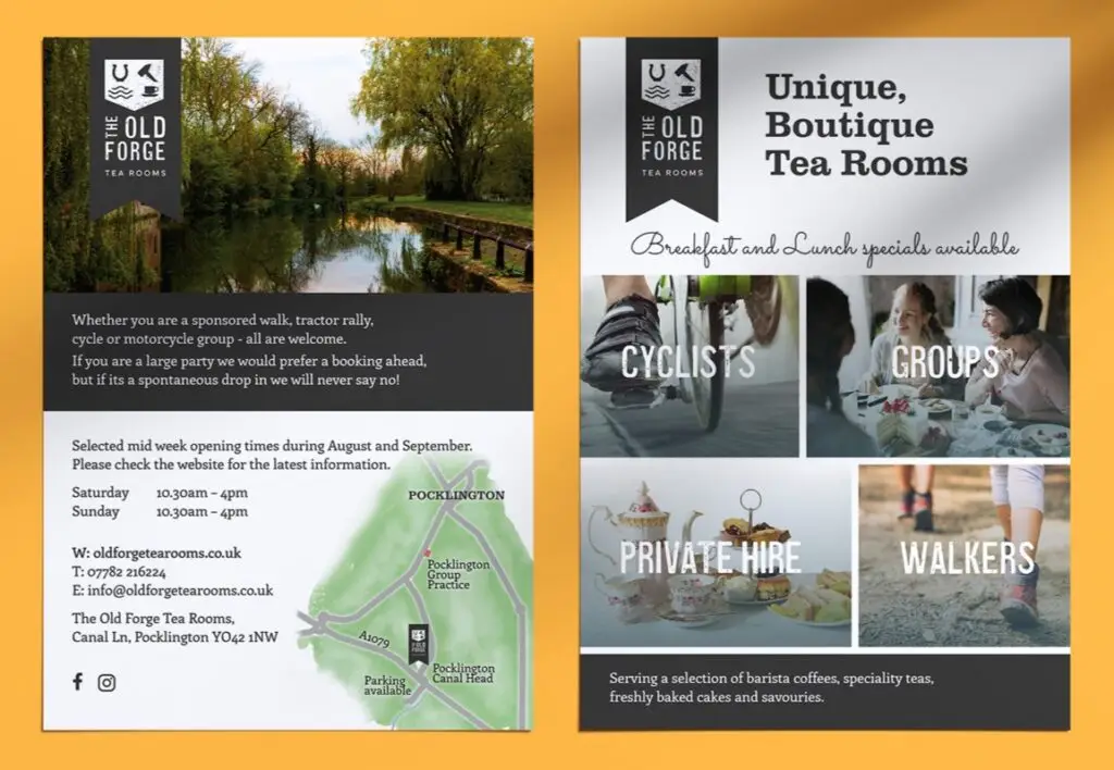 Old Forge Tea Rooms promotional marketing advertising flyer design