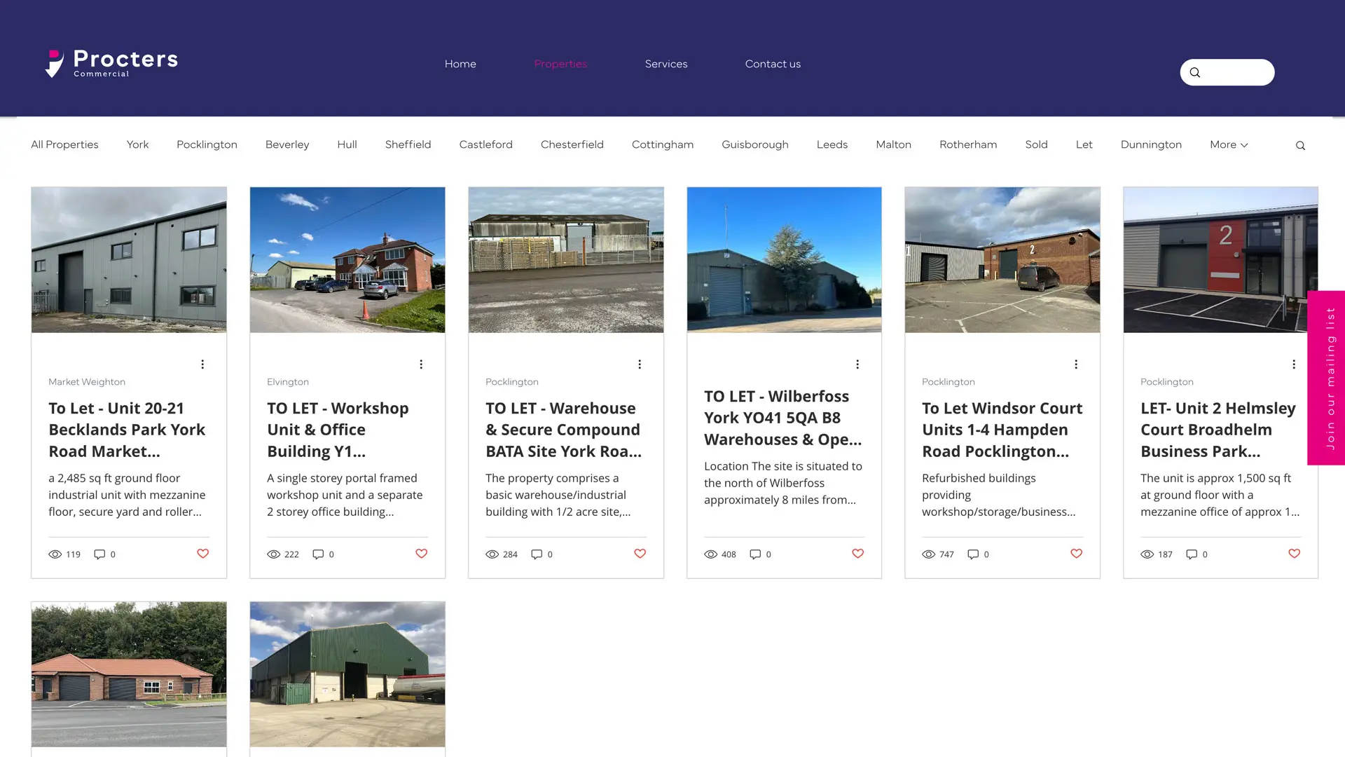 Procters Commercial Property website properties