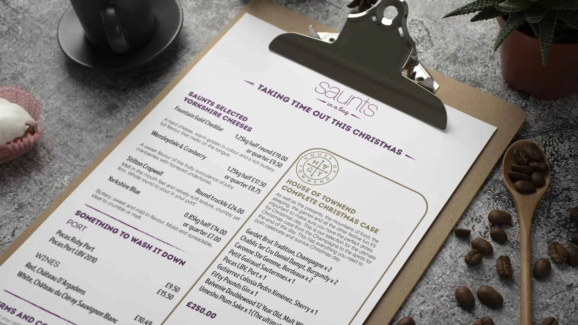 Saunts menu design