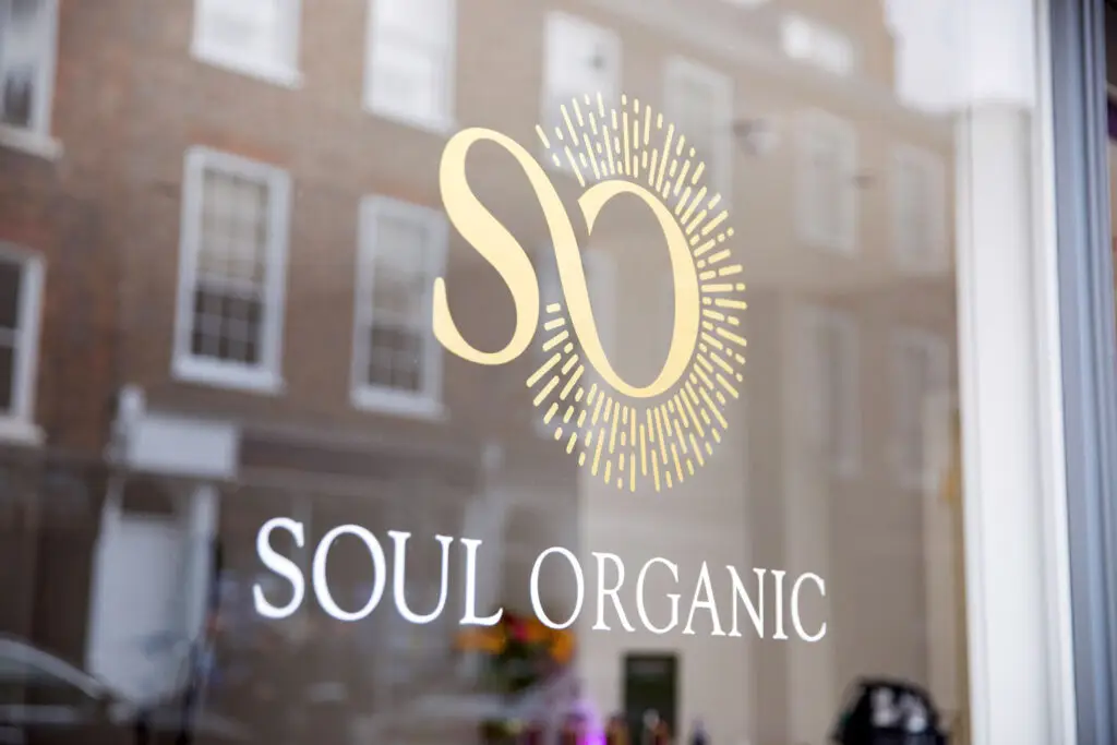 Soul Organic Gold logo window graphics