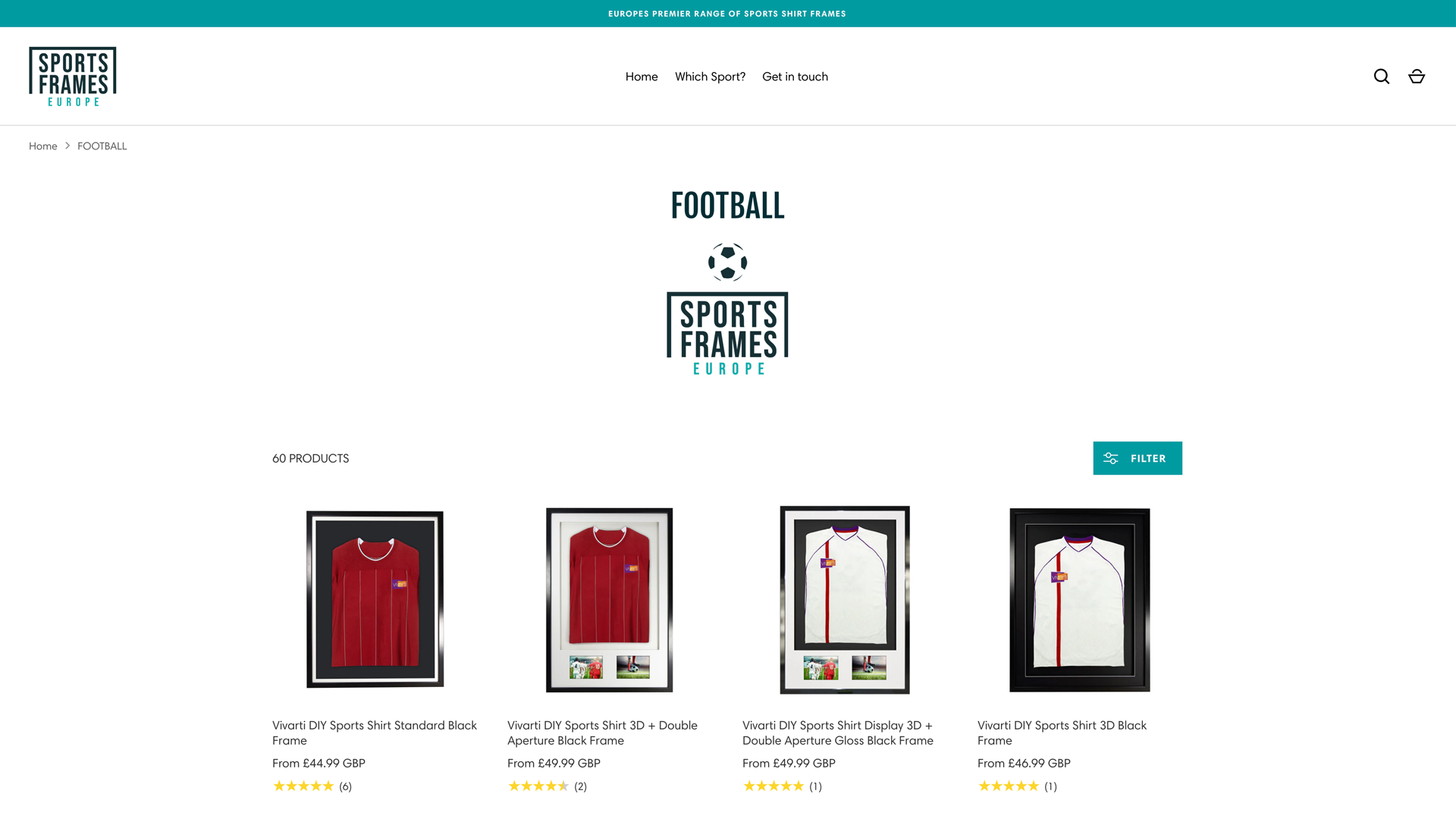 Sports Frames Europe Website