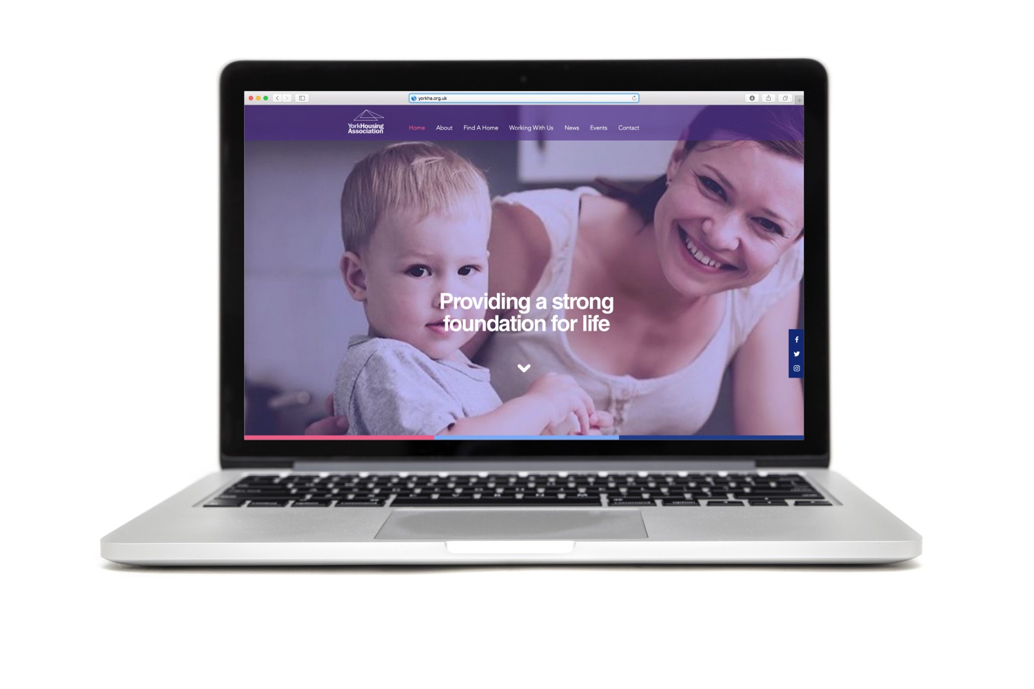 York Housing Association Website displayed on a laptop