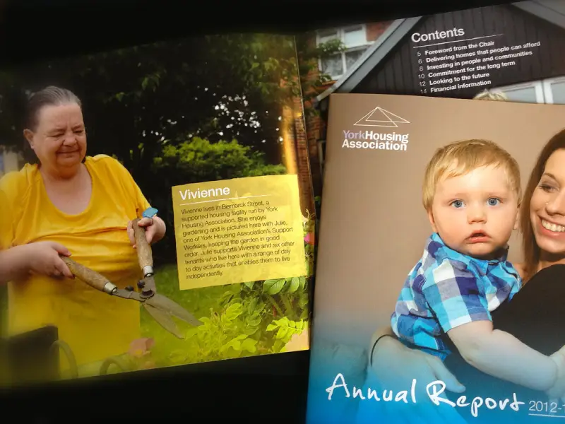 York Housing Association Annual Report page spreads