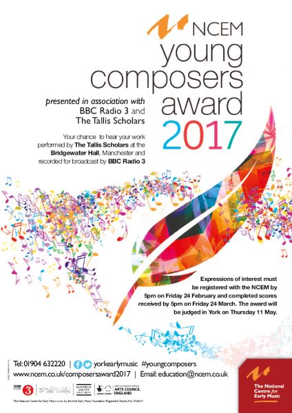 NCEM Young Composers Award poster 2017
